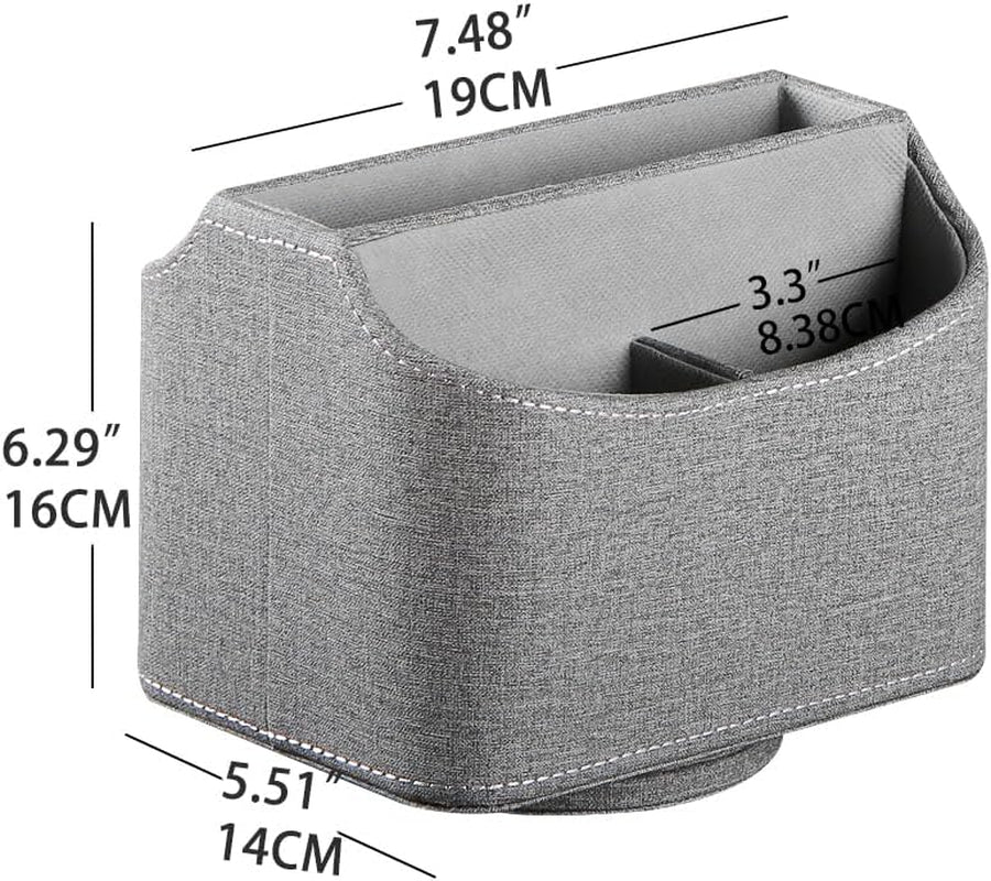 Leather 360°Rotatable Remote Control Holder,Nightstand TV Remote Caddy,Office Supplies Desktop Organizer,Spinning Storage Box for Pen,Mail,Phone,Dvd, Blu-Ray, Media Player, Heater Controllers