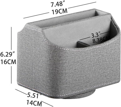 Leather 360°Rotatable Remote Control Holder,Nightstand TV Remote Caddy,Office Supplies Desktop Organizer,Spinning Storage Box for Pen,Mail,Phone,Dvd, Blu-Ray, Media Player, Heater Controllers