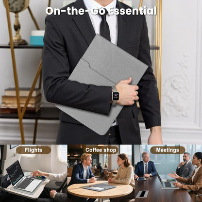 Laptop Sleeve with Wireless Charging 12-14", 3 in 1 Multifunctional Fast Charger for Electronic Iphone, Iwatch, Airpods, Office/Travel/Coffee Shop/On-The-Go Tech Organizer Gear Essential Waterproof Accessory