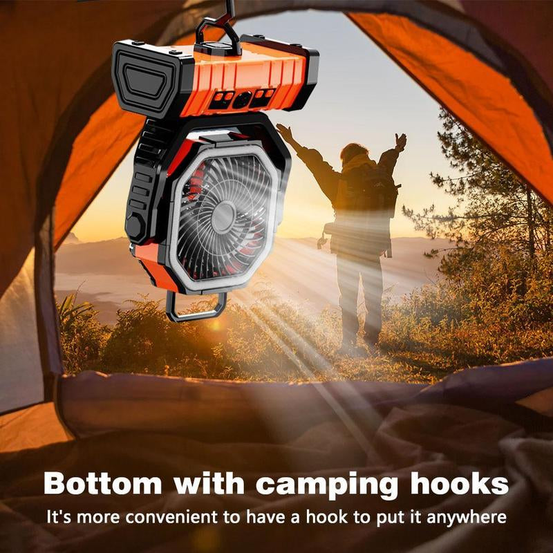 Camping Fan Rechargeable with LED Lantern Portable Fans, 20000Mah Battery Powered Travel Fan with 1-8 Hour Timing Function, 270° Head Rotation, 4 Speeds Settings for Tents, Office, Desk, Camping and Fishing