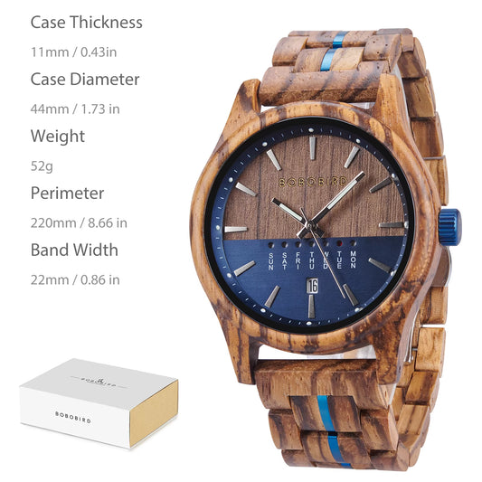 Wooden Quartz Watch Vintage Man Watch with Calendar Original Luxury Brands Men'S Wooden Wristwatch 2024 New Arrival
