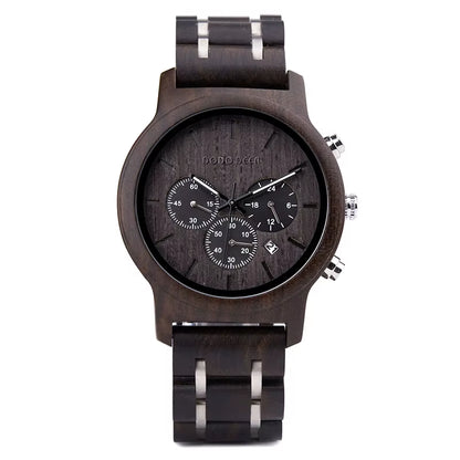Wood Watches Mens Top Luxury Brand Мужские Часы Stop Watch Quartz Montre Homme Casual Complete Calendar in Gift Box