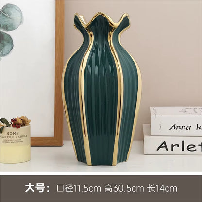 Simple rdic Ceramic Vase Modern Electroplating Ornaments Creative Light Luxury Handicraft Living Room Flower Arrangement Home