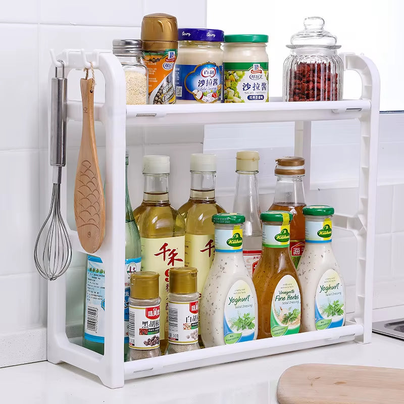 2 Layers Table Plastic Chopsticks Shelf Kitchen Bowl Rack Draining Dish Storage Household Dishes Seasoning Organizer Dish Rack