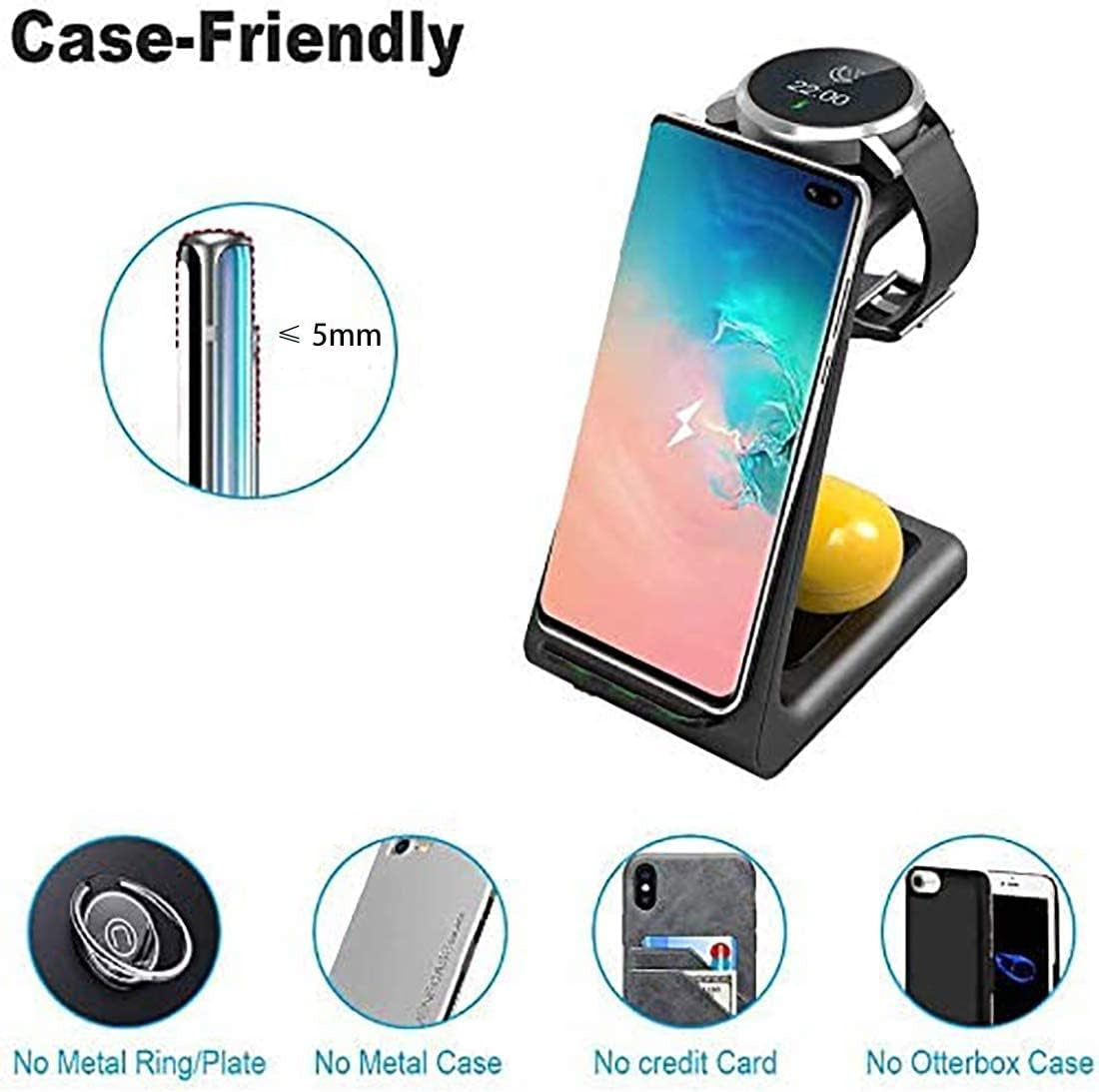 Wireless Charger, 3 in 1 Fast Wireless Charging Station for Samsung Galaxy S21/S20/S10/S9/Plus/Note 20 Ultra/Note 10, Galaxy Watch Active 2, Gear S2/S3