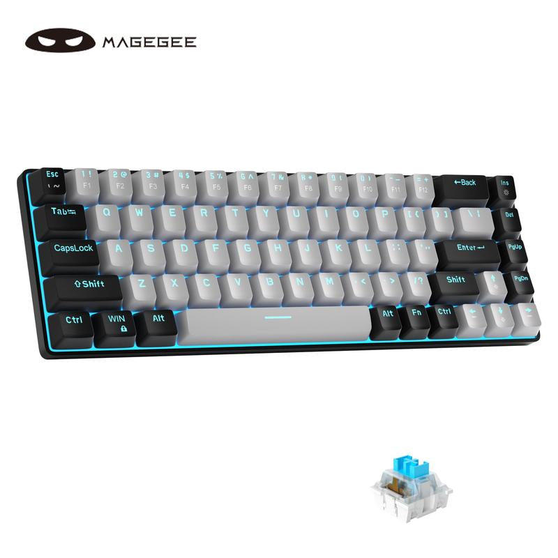 Magegee MK-BOX Portable 60% Mechanical Gaming Keyboard, Compact 68 Keys Mini Keyboard with LED Backlit, Wired Office Keyboard for Laptop PC, Gaming Accessories, Gaming Accessories, Men Gifts