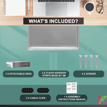 X-Large under Cabinet Drawers Slide Out W/ 2 Cable Clips - Screw on Drawer for Desk, Stick on under Desk Drawers under Shelf Drawer under Desk Storage Drawers Attachment under Table Drawer