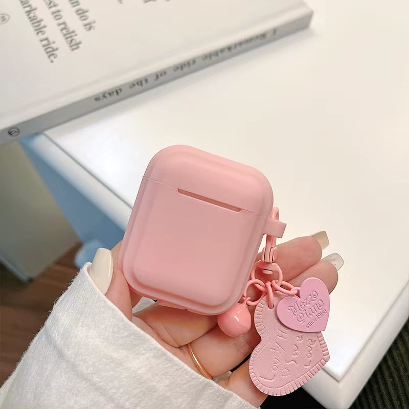 Earphone Case with Heart-Shaped Keychain for Airport Pro 2 2022 2Nd Generation Air Pods 3 2 1 3Rd Gen Cover with Carabiner Clip