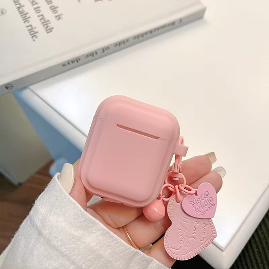 Earphone Case with Heart-Shaped Keychain for Airport Pro 2 2022 2Nd Generation Air Pods 3 2 1 3Rd Gen Cover with Carabiner Clip