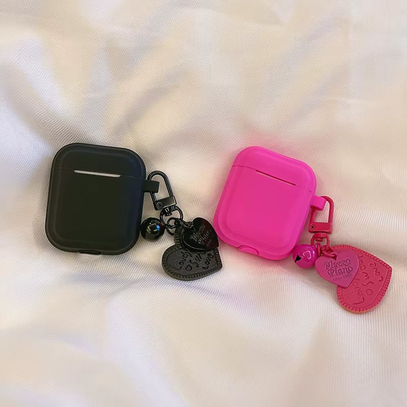 Earphone Case with Heart-Shaped Keychain for Airport Pro 2 2022 2Nd Generation Air Pods 3 2 1 3Rd Gen Cover with Carabiner Clip
