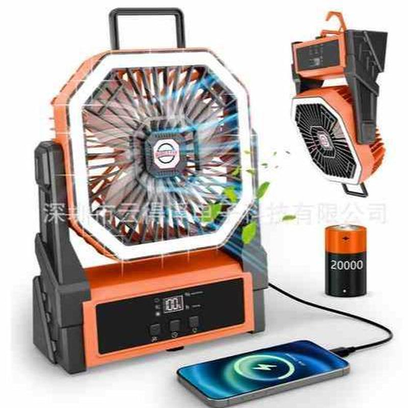 Camping Fan Rechargeable with LED Lantern Portable Fans, 20000Mah Battery Powered Travel Fan with 1-8 Hour Timing Function, 270° Head Rotation, 4 Speeds Settings for Tents, Office, Desk, Camping and Fishing