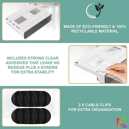 X-Large under Cabinet Drawers Slide Out W/ 2 Cable Clips - Screw on Drawer for Desk, Stick on under Desk Drawers under Shelf Drawer under Desk Storage Drawers Attachment under Table Drawer