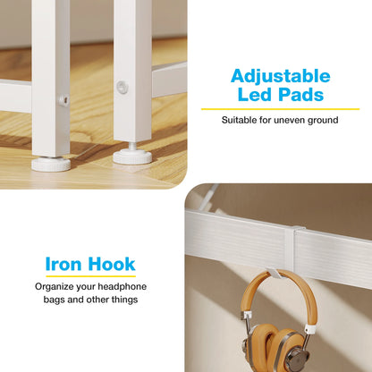 48 Inch Computer Desk with 4 Fabric Drawers — Home Office Desks with Storage, Writing Desk with Side Hook, Desk Study/Work Table for Bedroom and Small Space, White