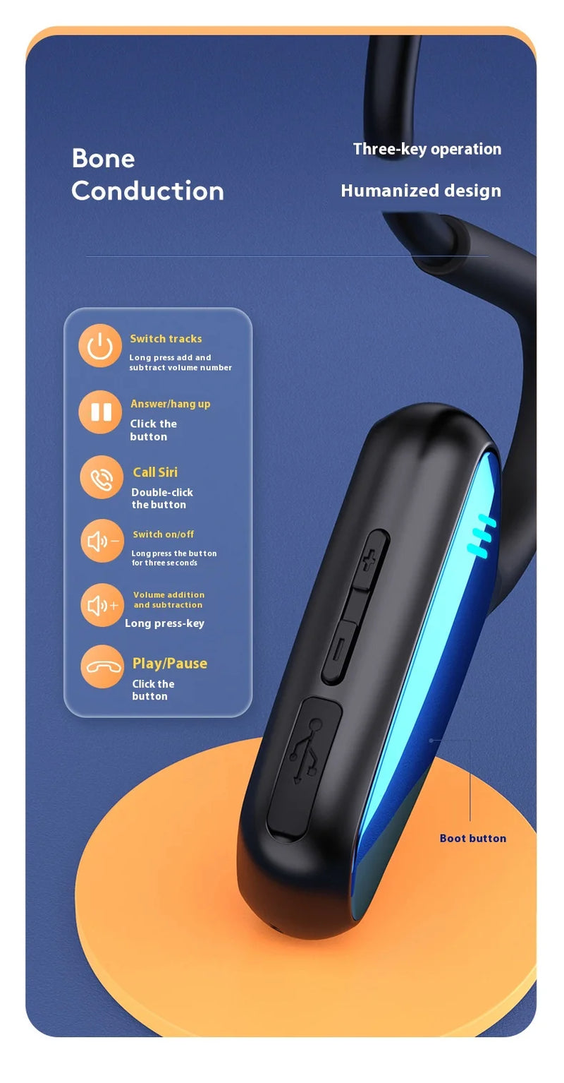 Wireless Bluetooth Headphones Neckband Headphones with Mic Bone Conduction Headphones Sports Headphones