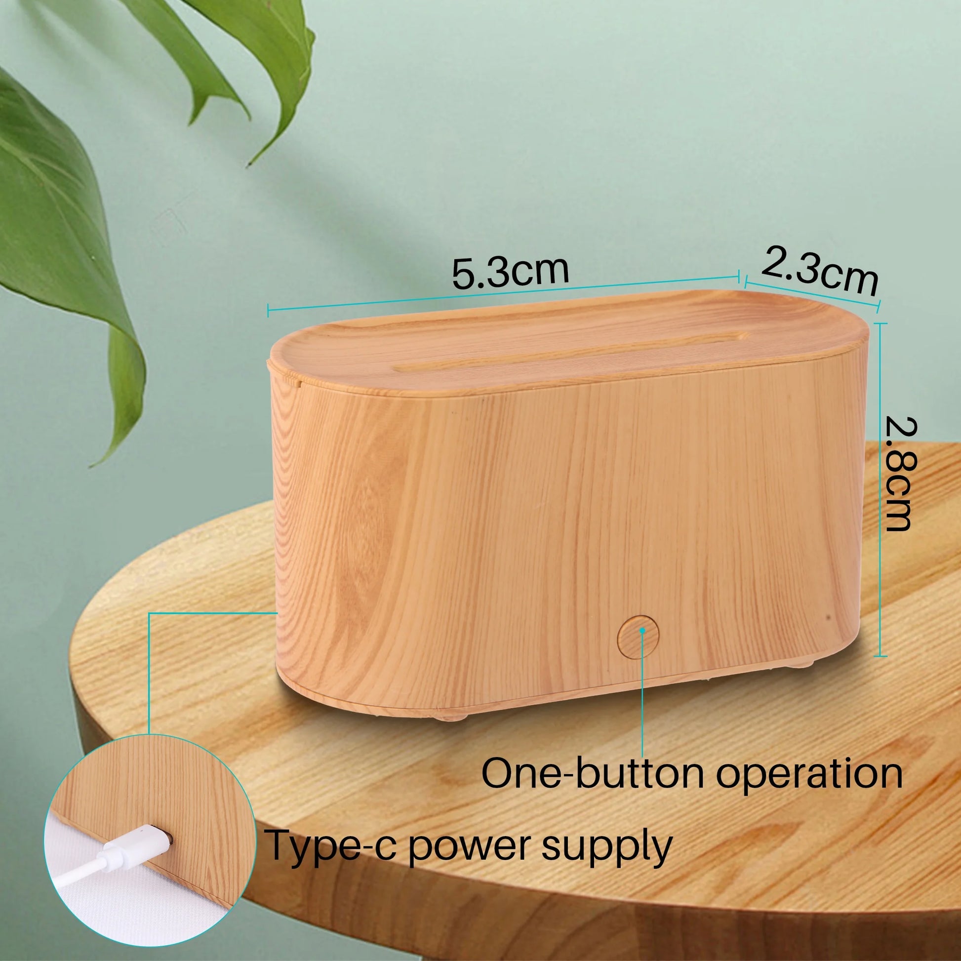 Essential Oil Diffuser Aromatherapy Aroma Air Diffuser with Flame Light, Wood Grain