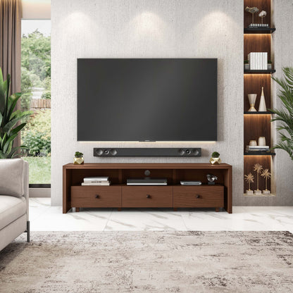 Elegant Modern TV Stand for Tvs up to 75" with Storage, Wood-Like Finish, Hickory Brown RTA-8895-HRY