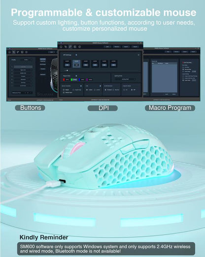 SM600 Wireless Gaming Mouse, Rechargeable Tri-Mode Connection, Ergonomic Mouse, RB Light PC Gaming Mouse, Gaming Accessories, Computer Office Dealsforyoudays