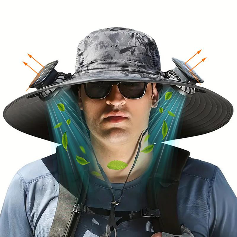 2025 New Solar Fan Outdoor Fishing Hat-Solar Sun Protection Sun Hat with Fan Solar Fan Hat Dual Power Supply Fan Outdoor Fan Solar Fan Hat with Adjustable Angle