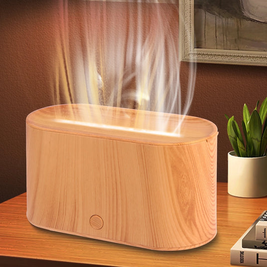Essential Oil Diffuser Aromatherapy Aroma Air Diffuser with Flame Light, Wood Grain
